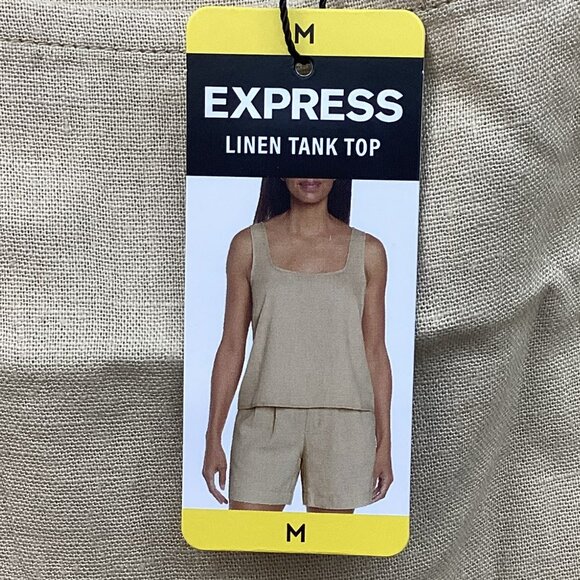 Express Linen Tank Top in Beige -‎ Large - Picture 4 of 5